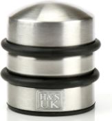 RRP £36 Set of 3 x H&S Door Stop Stopper Heavy Duty Weight Stainless Steel Doorstop Bumper Rubber