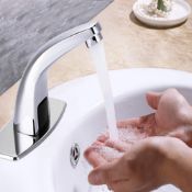RRP £45.99 Automatic Electronic Sensor Touchless Faucet, Motion Activated Hands-Free Bathroom Vessel