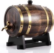 RRP £65 3L Retro Style Oak Drink Dispenser Home Wooden Barrel Oak Barrel
