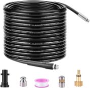 RRP £46.99 WADEO 30M High Pressure Drain Hose, Pressure Washer Drain Pipe Hose Cleaning Kit