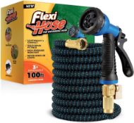 RRP £49.99 Flexi Hose Upgraded 30m/100ft Expandable Garden Hose Pipe Including 8 Function Spray