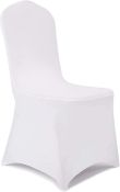 RRP £169 GLOBAL GOLDEN Chair Covers Wedding 100Pcs White Chair Covers Polyester Spandex Stretch