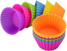 RRP £60 Set of 5 x Belmalia 12PCS XXL Silicone Muffin Molds, Non-Stick, Reusable, Cupcake Moulds