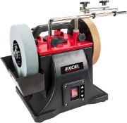 RRP £135 Excel 200mm Electric Wet Stone Grinder Sharpener 240V/180W with Honing Wheel - Efficient