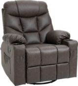 RRP £219 HOMCOM Manual Recliner Chair, Overstuffed PU Leather Recliner Armchair with Footrest, Cup