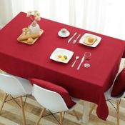 RRP £50 Set of 3 x NHOMY Red Table Cloth Rectangular Table Cover 130 * 180cm/52 * 70in (Red, 130 *