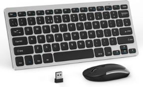 RRP £24.99 Compact Wireless Keyboard and Mouse Combo, 2.4G Portable Small Cordless Keyboard &