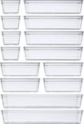 RRP £100, Box of Clear Plastic Drawer Organisers, see image for contents list