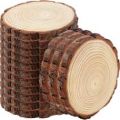 RRP £69 Set of 3 x SINJEUN 14PCS 16-17 cm Natural Wood Slices, Wooden Bark Log Discs, Unfinished