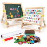 RRP £26.99 kramow Wooden Art Easel for Kids Children,Foldable Double-Sided Magnetic Drawing Board