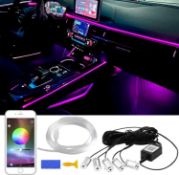 RRP £160, Set of 6 x Car LED Interior Strip Light, 5 in 1 16 Million Colors with 236 inches Fiber