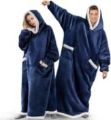 RRP £29.99 BTONGE Extra Long Oversized Blanket Hoodie, Super Warm Soft Sherpa Fleece Hooded Blanket