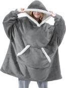 BTONGE Oversized Hoodie Blanket Super Soft Sherpa Fleece Wearable Blanket Snuggle Hoodie Warm Cosy