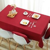 RRP £36 Set of 2 x NHOMY Red Table Cloth Rectangular Table Cover 130 * 180cm/52 * 70in (Red, 130 *
