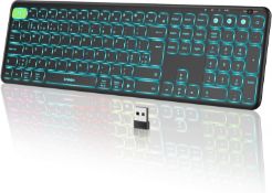 RRP £39.99 Seenda Wireless Backlit Keyboard, Multi-Device Bluetooth Illuminated Keyboard,