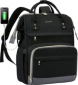 RRP £19.99 LOVEVOOK Backpack Womens, Laptop Backpack Women 15.6 inch Black, Water Resistant