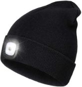 RRP £120, Set of 8 x Rechargeable LED Lighted Beanie, Hands Free Head Torch Unisex Winter Warm