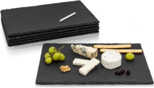 RP £32.99 Amazy Slate Plates (Set of 6) Natural Slate Placemats with Soft Padded Feet (30 x 20 cm)