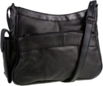 RRP £30 Set of 2 x Medium Sized Soft Nappa Black Leather Bag Handbag with long strap - Can be worn