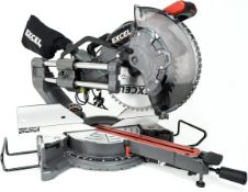 RRP £255 Excel 12" 305mm Sliding Mitre Saw Double Bevel 1800W/240V - High Precision, Variable Speed,