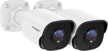 RRP £140 3-Pack VEEZOOM 5MP PoE CCTV Security IP Cameras, FOV 95° Smart Outdoor Bullet