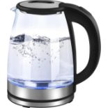 RRP £100, Set of 5 x 2L Glass Kettles Electric, Black Fast Boil Quiet Cordles Kettle with Auto