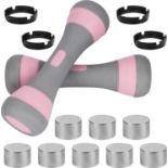 RRP £30.99 Belle Vous 2 Pack of Adjustable Dumbbells 3-In-1 Set - 1-2KG/2.2-4.4lbs Dumbbells with