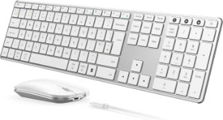 RRP £47.99 seenda Rechargeable Wireless Bluetooth Keyboard and Mouse Set(USB + Dual BT), Multi -