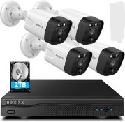 RRP £299 OOSSXX {4K & Two-way Audio} PIR AI Detected PoE CCTV Security Camera Systems, 4K