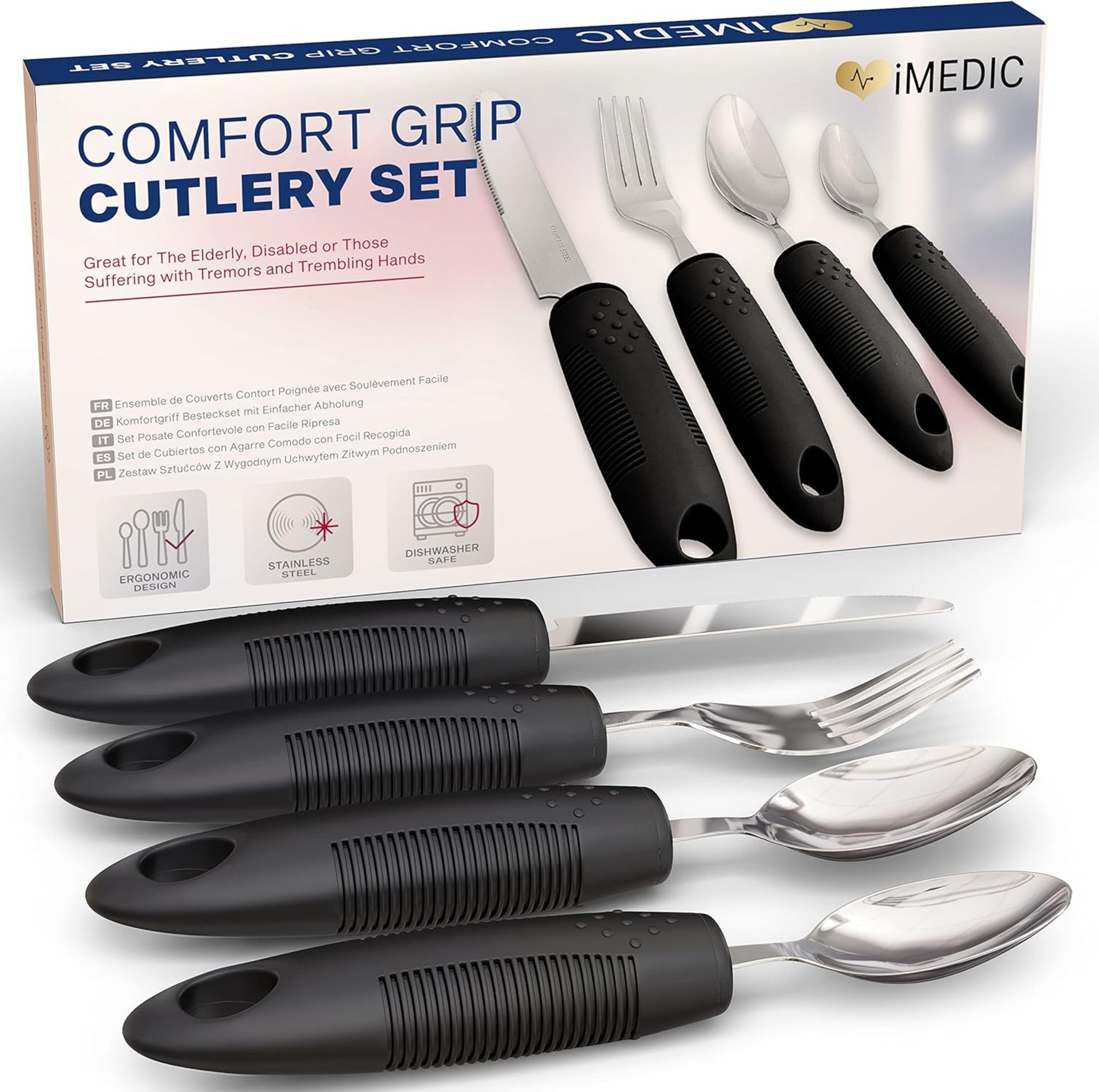 RRP £120 Lot of 10 x iMedic Designer Easy Grip Cutlery Sets - Image 2 of 3