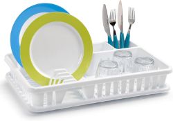 RRP £75 Set of 5 x Plastic Dish Drainer Plate Cutlery Rack Kitchen Sink Utensil Draining Cup