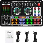 RRP £32.99 Sound Effects Board, Live Sound Board, Voice Changer Audio Mixer Live Sound Card for Live