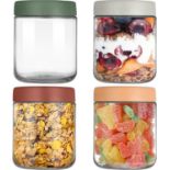 RRP £19.99 Yueyee 4 Pack 16 OZ Overnight Oats Jar,Glass Jars with Lids Storage Containers