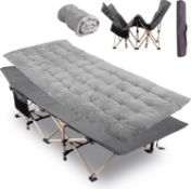 RRP £89.99 REDCAMP Folding Camping Beds for adults, Heavy Duty Sturdy Camp Bed with Thick and Soft