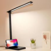 RRP £140 Set of 10 x Woputne Desk Lamp, Eye Caring Table Lamp with USB Port, 5 Light Modes
