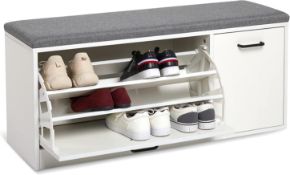 RRP £69.99 Mondeer Shoe Bench with Seat, Shoe Storage with 2 Drawers Soft Cushion Industrial Style