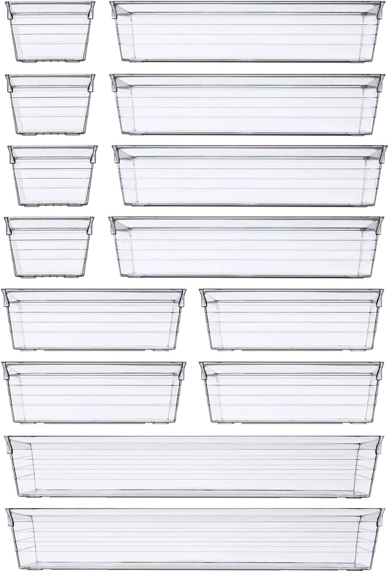 RRP £120 Box of Clear Plastic Drawer Organisers, see image for contents list - Image 2 of 4