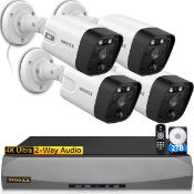 RRP £299 (8 Channel Outdoor CCTV Camera System) 8MP HD NVR with 2TB Hard Drive and 4pcs 4K