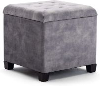 RRP £59.99 HNNHOME® 45cm Cube Cloud Velvet Padded Seat Ottoman Storage Stool Box, Footstool
