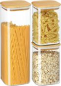 RRP £26.99 YUEYEE Glass Spaghetti Storage Jar with Bamboo Lids Glass Jars with Lids Transparent