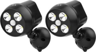 RRP £24.99 NICREW Battery Powered Outdoor LED Security Light 2-Pack, PIR Motion Sensor Spotlight,