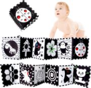 RRP £500, Box of 50 x KAKIBLIN Black and White High Contrast Baby Development Flash Cloth Book for