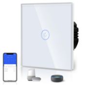 RRP £34 Set of 2 x BSEED Smart Light Switch, 1 Gang 1 Way WiFi Touch Switch, Work with Alexa/