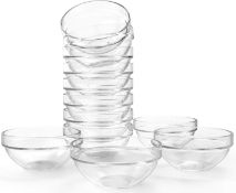 RRP £48 Set of 3 x Lawei 12PCS Glass Bowls - 135 ml Mini Transparent Glass Salad Bowl for Kitchen