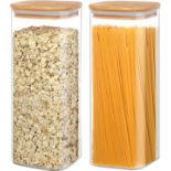 RRP £22.99 YUEYEE 2 Pack 2100ml Glass Containers with Lid,Glass Spaghetti Storage Jar with Bamboo