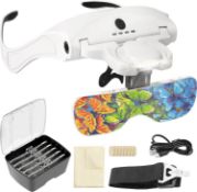 RRP £40 Set of 2 x ARTDOT LED Head Magnifier for Diamond Art Accessories, Rechargeable Hands-Free