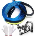 RRP £24.99 MAIKEHIGH Tow Rope 5mx5cm, Heavy Duty Recovery Towing Strap 8 Ton (17,600 lbs) with 2