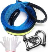 RRP £24.99 MAIKEHIGH Tow Rope 5mx5cm, Heavy Duty Recovery Towing Strap 8 Ton (17,600 lbs) with 2