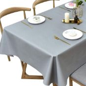 RRP £19.99 Plenmor Table Cloth Grey Wipeable Waterproof Plastic Wipe Clean PVC Table Cover Protector