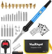 RRP £19.99 WaxRhyed Wood Burning Kit 40Pcs, Pyrography Pen and Soldering Iron Kit 60W with